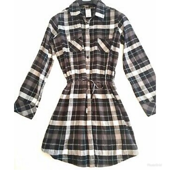Patagonia Dresses & Skirts - Patagonia Plaid Shirt-Dress w/ Drawstring Waist